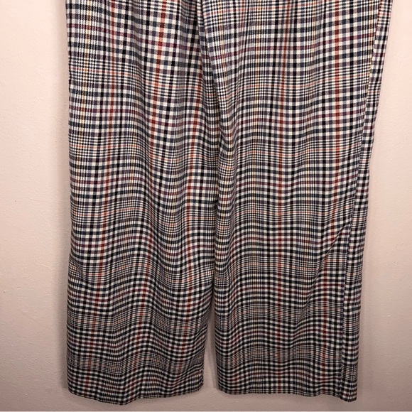 Medium Forever 21 Plaid Pants Wide Leg Black White Academia Belt Loops - Picture 9 of 12